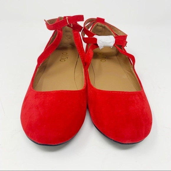 NWOT! Ollio Women’s Faux Suede Cross-Strap Flat - Picture 3 of 10
